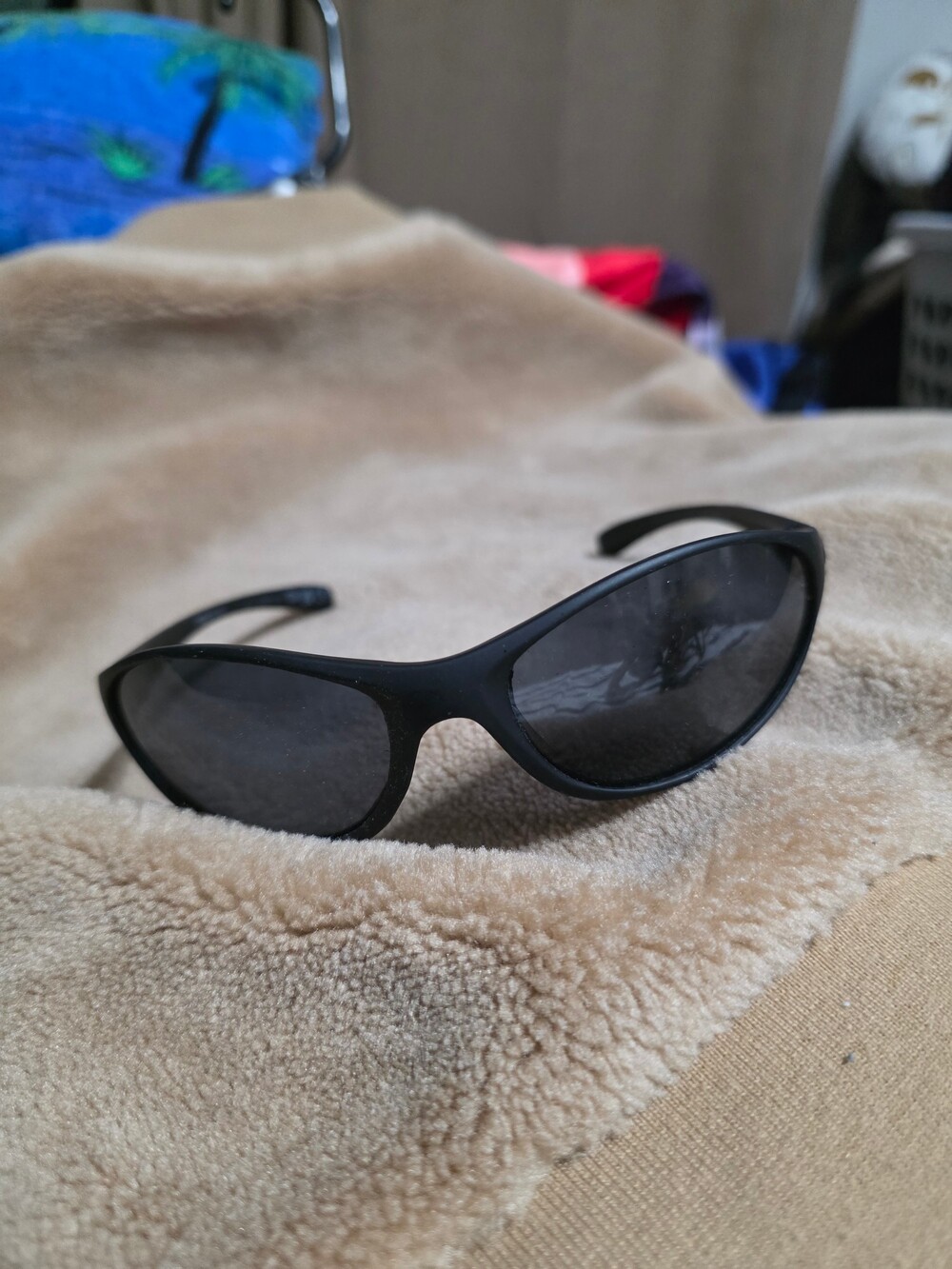 Black Wraparound Sunglasses Plastic Frame Dark Tinted Lens